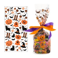 Sac à bonbons Halloween citrouille 12,5 x 24 cm - Décorer - 20 pcs.