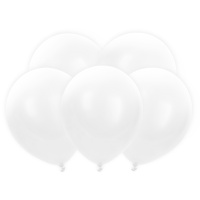 Ballons en latex blancs avec lumière de 30 cm - 5 unités