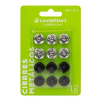 Boutons-pression de 1,5 cm en métal blanc et noir - Castelltort - 12 paires