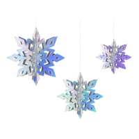 Pendentif décoratif avec étoiles 3D irisées - 6 pièces