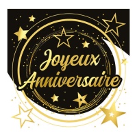 Serviettes étoiles joyeux anniversaire - 12 unités