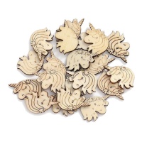 Figurines en bois de licorne rêveuse de 3 cm - 20 unités