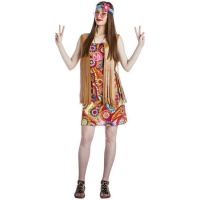 Déguisement hippie à motif joyeux pour femme