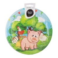 Assiettes d'animaux de ferme heureux de 23 cm - 8 unités