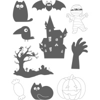 Timbres acryliques de figures d'Halloween - 10 unités