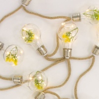 Guirlande avec lumières LED à ampoules avec fleurs à piles - 1,65 m