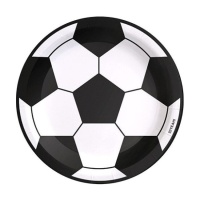 Assiettes de football blanc et noir de 18 cm - 8 unités