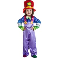 Costume de clown violet avec chapeau pour enfant