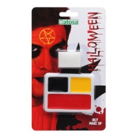 Set de maquillage noir, jaune et rouge avec éponge