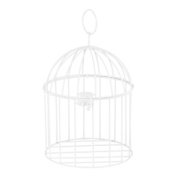 Cage décorative blanche en métal de 24 cm