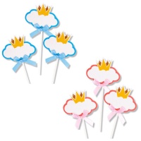 Décorations pour petits gâteaux en forme de nuage avec couronne - 3 unités