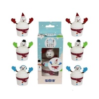 Set de décorations pour petits gâteaux bonhomme de neige - PME - 6 unités