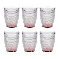 Verre de 300 ml motif de gouttes d'eau rouges - 6 unités