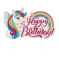 Topper de Joyeux Anniversaire de licorne - Dekora