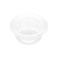 Saucières de 80 ml en plastique transparent avec couvercle - 50 unités