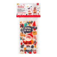 Sachets pour friandises transparents avec motifs Merry X-Mas de 24 x 12,5 cm - Decora - 20 unités