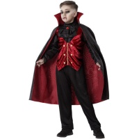 Costume de comte Dracula rouge et noir pour enfant