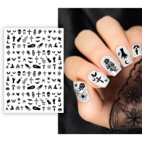 Autocollants pour ongles de Mercredi Addams - 140 autocollants