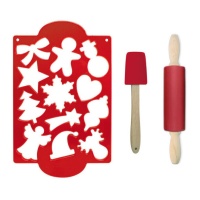 Kit de multi découpe de Noël, rouleau et spatule - Scrapcooking - 3 pièces