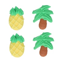 Figurines en sucre ananas et palmiers - FunCakes - 12 unités