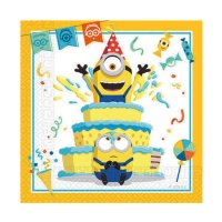 Serviettes des Minions gâteau de 16,5 x 16,5 cm - 20 unités