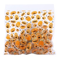 Sac pour bonbons de fête citrouilles avec fermeture de 18,3 x 17,5 cm - 20 unités