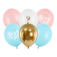 Ballons en latex Boy or Girl de 30 cm - PartyDeco - 6 unités