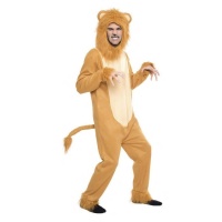 Costume de lion avec capuche en fourrure pour adulte