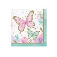 Serviettes Butterfly Shimmer de 16,5 x 16,5 - 16 unités