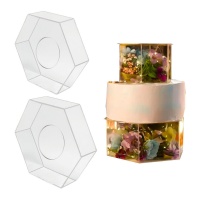 Support à gâteaux intermédiaire hexagonal transparent - 2 unités