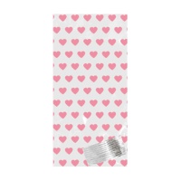 Sac pour bonbons rectangulaires coeurs roses - 10 unités