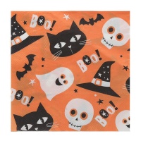 Serviettes d'Halloween Boo de 16,5 x 16,5 cm - 20 unités