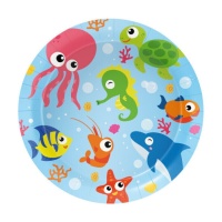 Assiettes d'Animaux Marins de 18 cm - 8 unités