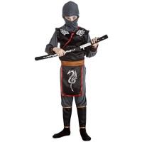 Déguisement de ninja noir avec dragon pour enfants