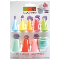 Kit de douilles en plastique avec adaptateur - Scrapcooking - 9 unités