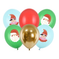 Ballons en latex de Noël Candy land de 30 cm - PartyDeco - 6 unités