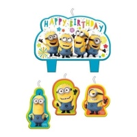 Bougies des Minions Joyeux Anniversaire - 4 unités