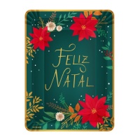 Plateau Joyeux Noël avec fleurs de 25 x 34 cm - 2 unités