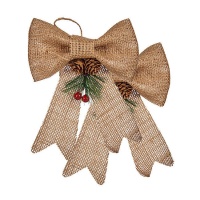 Noeud décoratif de Noël naturel de 15 x 16 cm - 2 unités