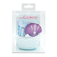 Capsules pour cupcakes et picks de Sirènes - Scrapcooking - 24 unités