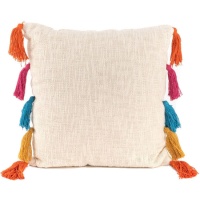 Coussin à pompons multicolores de 60 cm