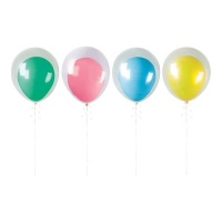 Kit de ballons assortis avec couche transparente - 24 unités