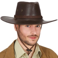 Chapeau de cow-boy imitation cuir marron