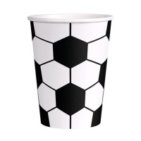 Gobelets de football ballon blanc et noir de 270 ml - 10 unités