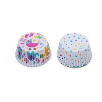 Capsules pour cupcakes blanches de baby shower fille - Decora - 36 unités