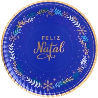 Plateau rond en carton de Joyeux Noël de 30 cm - 1 unité