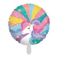 Ballon rond avec crinière de licorne multicolore de 45 cm