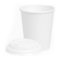 Gobelets de 480 ml en carton blanc avec couvercle troué - 25 unités