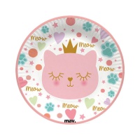 Assiettes Chat Princesse de 18 cm - 8 unités