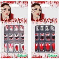 Ongles postiches ensanglantés de Halloween assortis - 12 unités